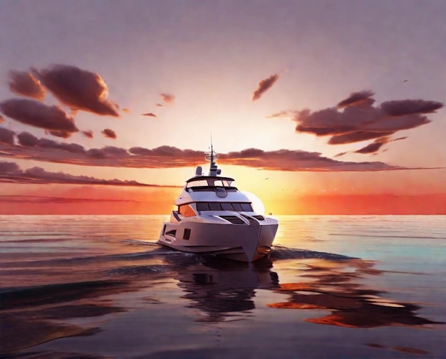 Le coucher de soleil du bateau moderne