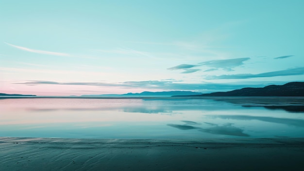 Le coucher de soleil du lac serein avec ses eaux réfléchissantes