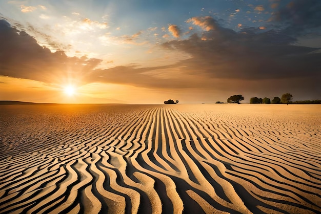 Coucher de soleil sur une dune de sable