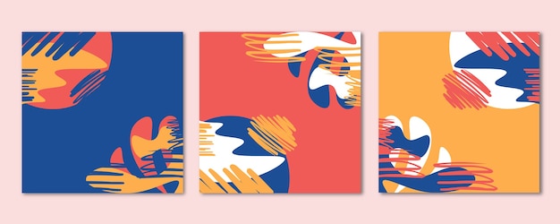 Coucher de soleil. Ensemble de design moderne et tendance pour les médias sociaux. Art contemporain. Collage créatif conceptuel et coloré. Copyspace pour insérer votre annonce, texte, image. Style sans couture. Aquarelle, géométrique, lignes.