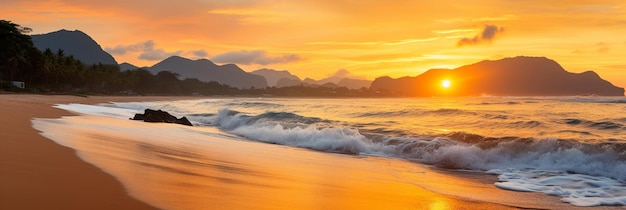 Coucher de soleil fascinant sur la plage Golden Hour en Asie du Sud-Est