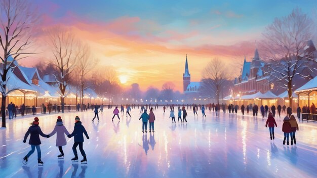 Photo le coucher de soleil sur la glace