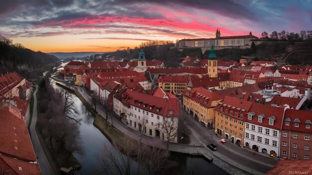 Photo le coucher de soleil sur heidelberg