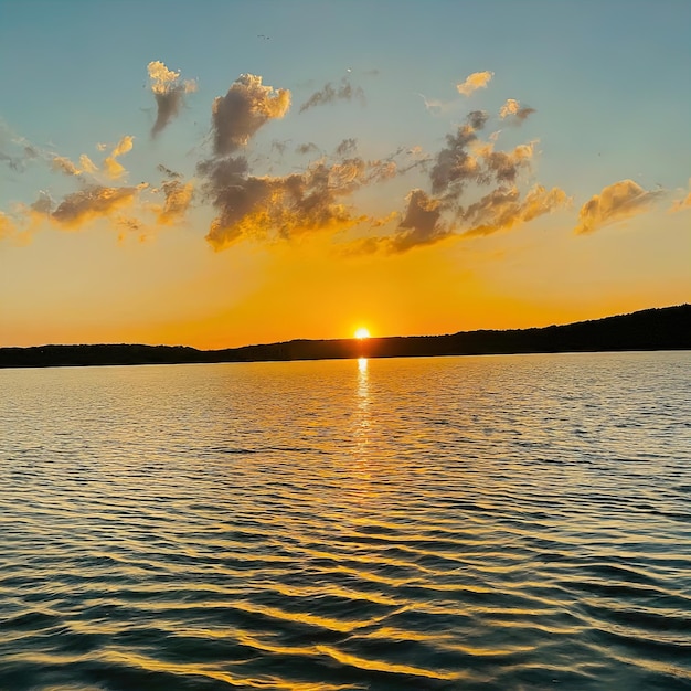 Le coucher de soleil sur le lac