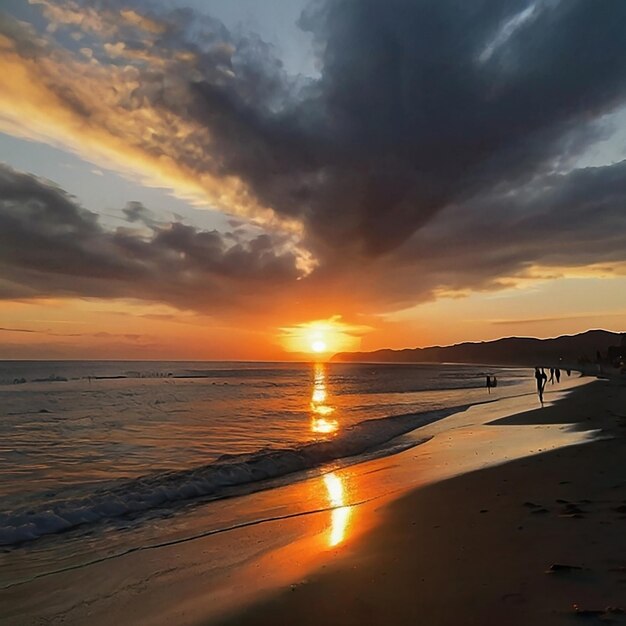 Le coucher de soleil et le lac