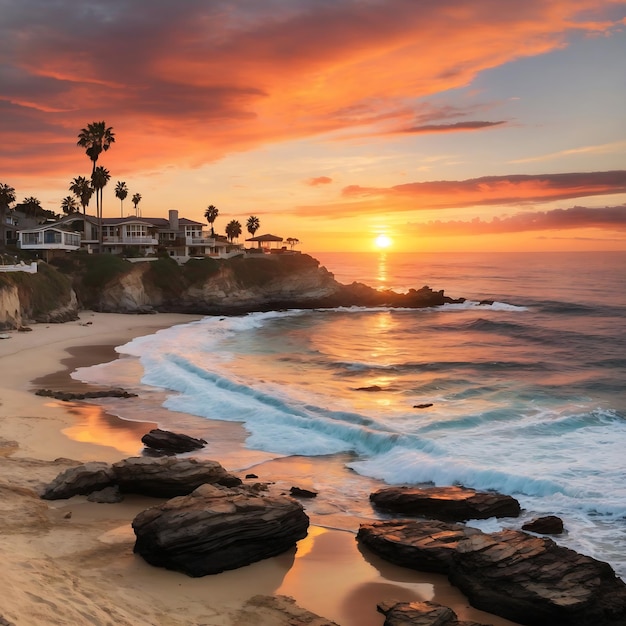 Coucher de soleil à Laguna Beach Ai Généré