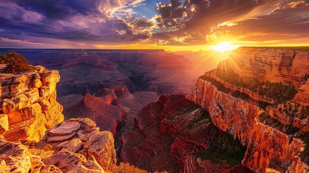 Un coucher de soleil majestueux sur le Grand Canyon serein