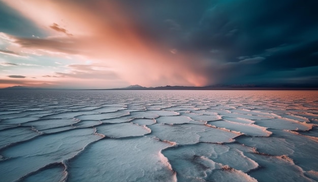 Coucher de soleil majestueux sur un paysage marin paisible reflétant la beauté générée par l'IA