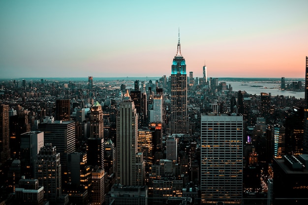 Photo coucher de soleil à manhattan