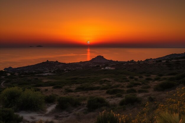 Coucher de soleil sur la mer Méditerranée