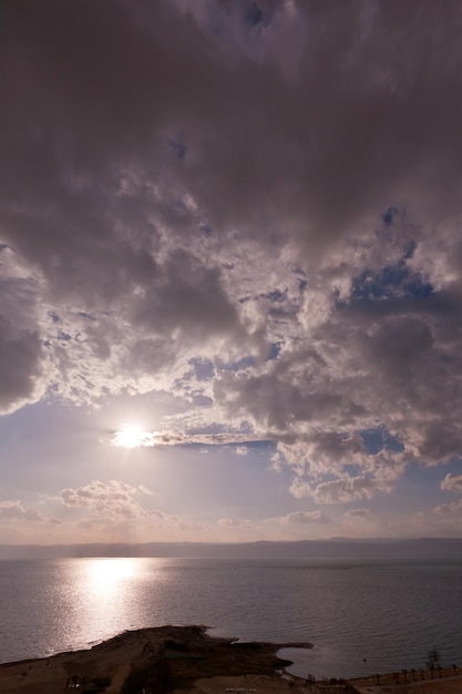 Coucher de soleil sur la Mer Morte Jordanie