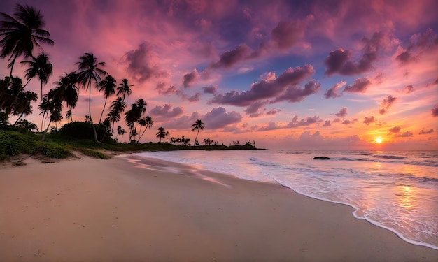 Le coucher de soleil de la mer sereine L'horizon calme Les couleurs hypnotisantes