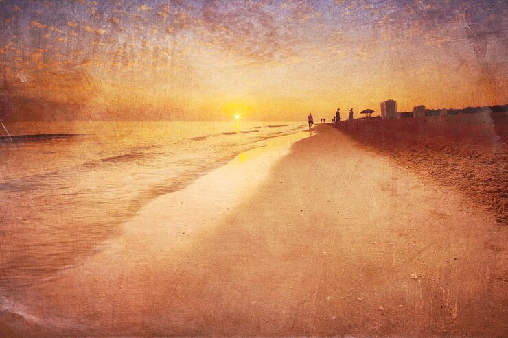 Photo le coucher de soleil sur la mer