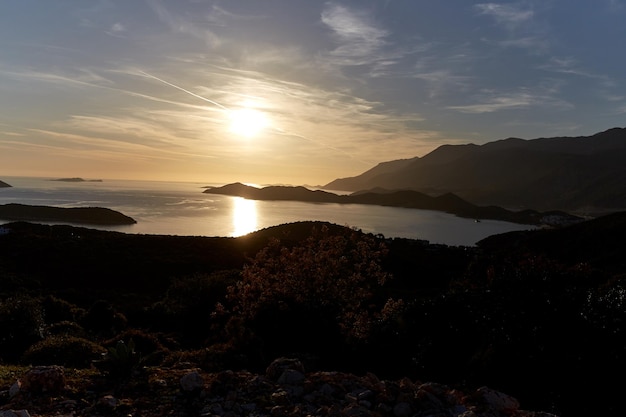 Photo coucher de soleil sur la mer