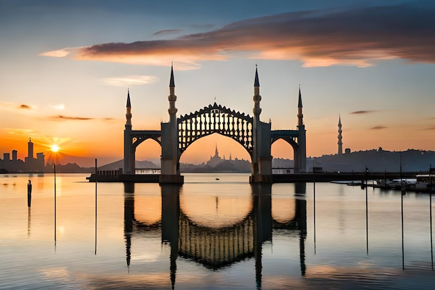 Un coucher de soleil sur une mosquée à istanbul