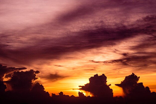 Un coucher de soleil avec des nuages et un coucher de soleil en arrière-plan