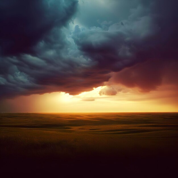 Coucher de Soleil Nuages de Tempête des Prairies