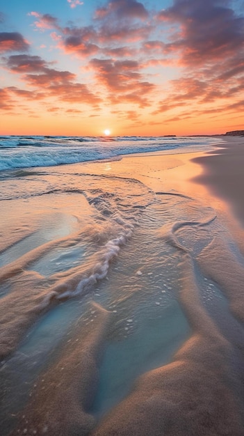 Coucher de soleil sur l'océan avec un coucher de soleil en arrière-plan