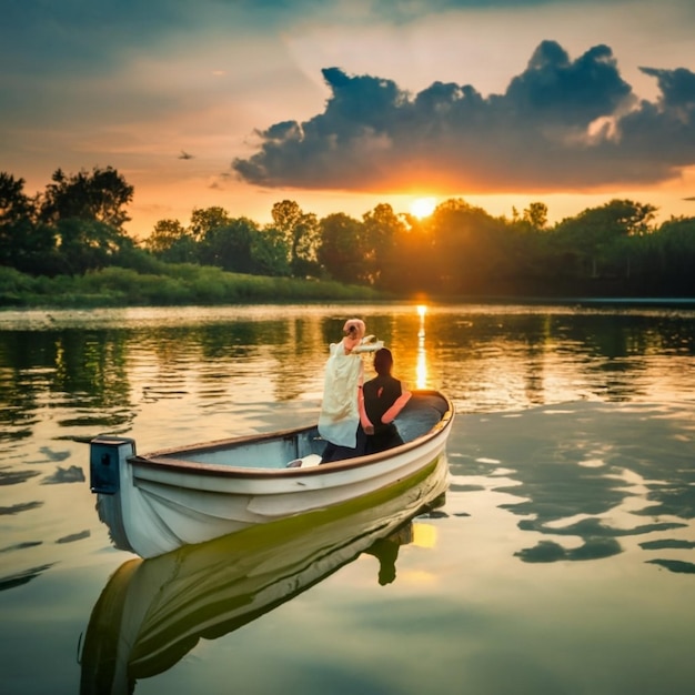 Coucher de soleil sur l'océan ouvert