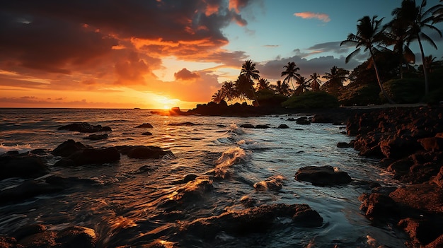 coucher de soleil sur l&#39;océan