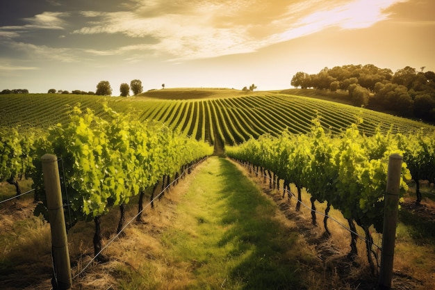 Coucher de soleil paysage vignoble Générer Ai