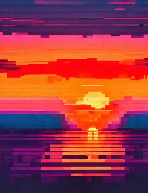 le coucher de soleil des pixels