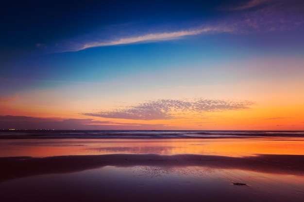 Coucher de soleil sur la plage de Baga Goa