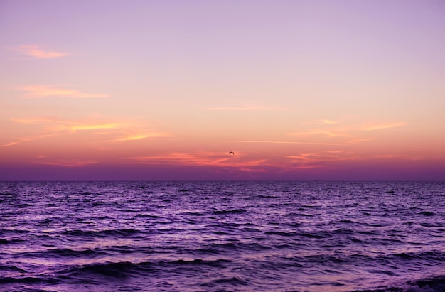 Coucher de soleil sur la plage d'été