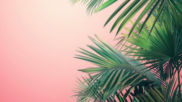 Le coucher de soleil sur la plage Les feuilles de palmier Les palmiers sur la côte tropicale