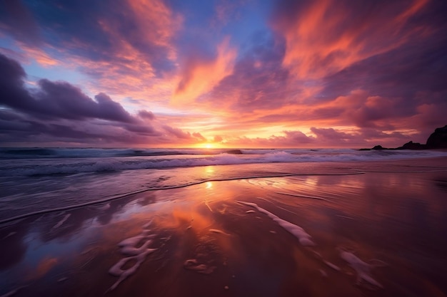 Coucher de soleil sur la plage Générative Ai