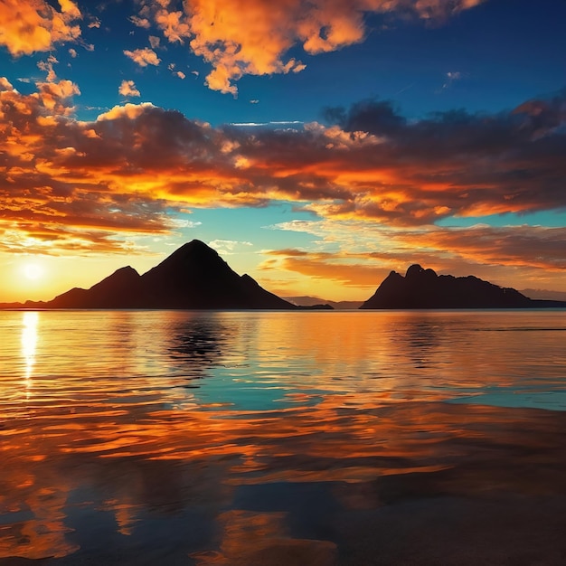 Photo le coucher de soleil sur la plage de l'île de crète