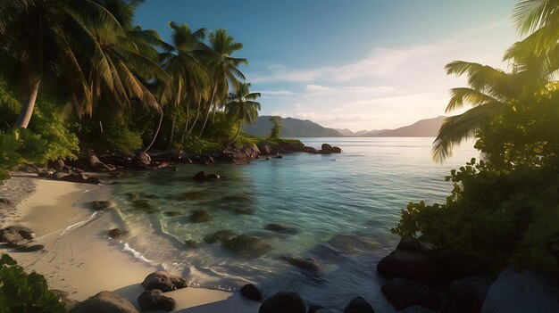 Le coucher de soleil sur la plage la sérénité au bord de la mer Ai Generative