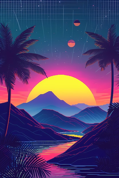 Le coucher de soleil sur une plage tropicale avec un palmier généré par aix9