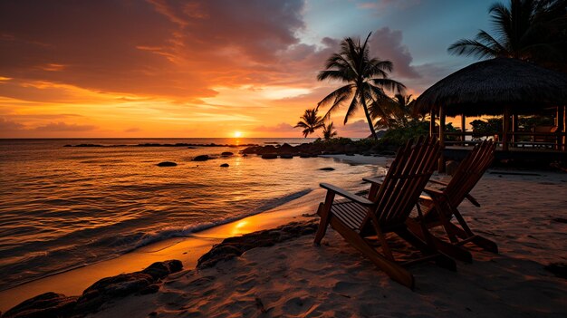 Photo le coucher de soleil sur la plage