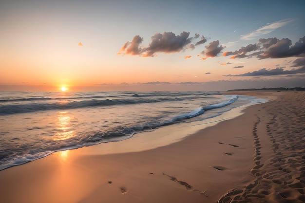 Le coucher de soleil sur la plage