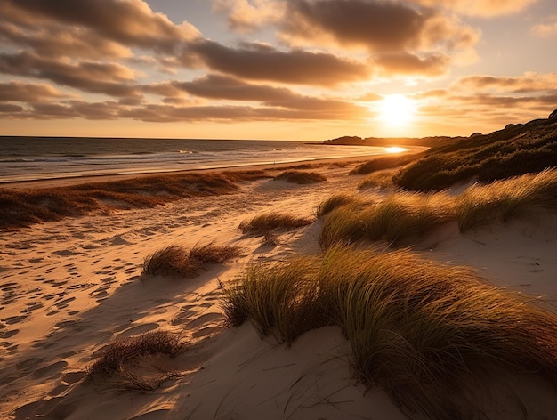 Le coucher de soleil sur la plage