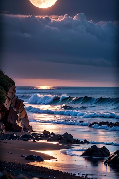 Le coucher de soleil sur la plage