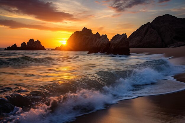 Le coucher de soleil sur la plage