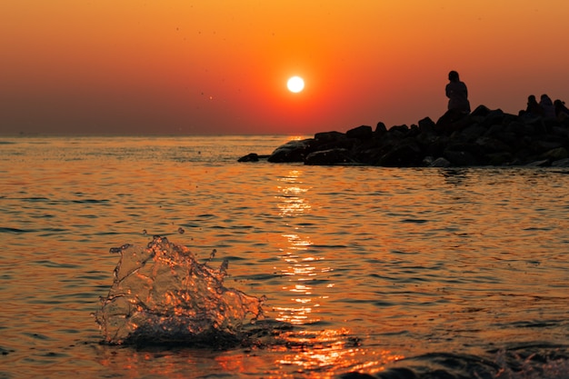 Photo coucher de soleil et plage