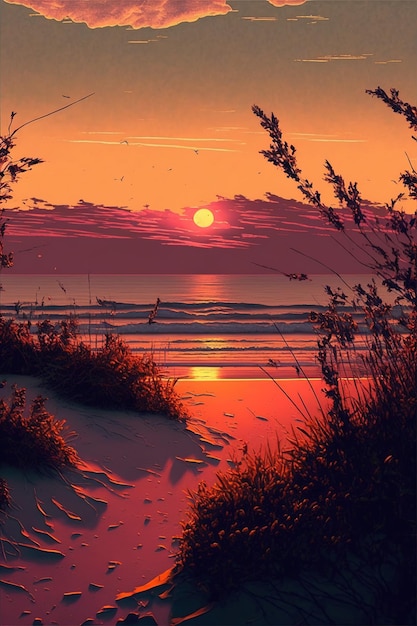 coucher de soleil à la plage