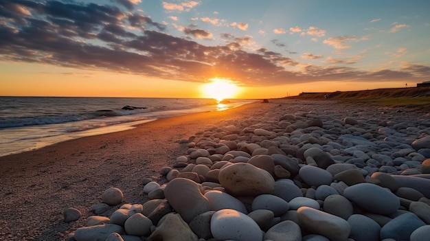 Le coucher de soleil sur la plage