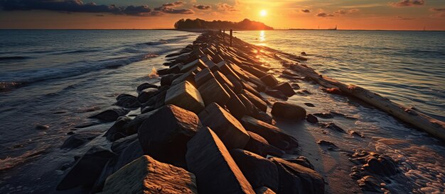 Le coucher de soleil sur la plage