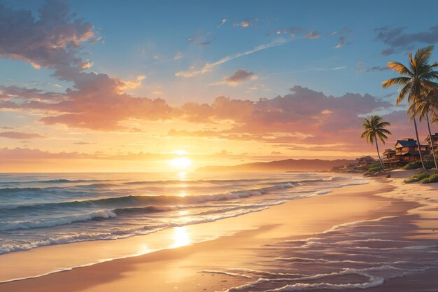 Photo le coucher de soleil sur la plage