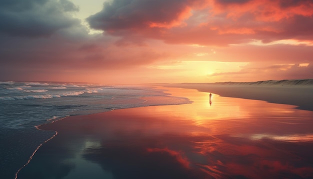 Le coucher de soleil sur la plage