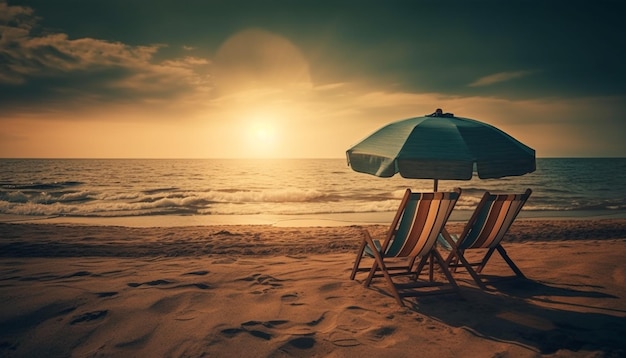 Photo le coucher de soleil sur la plage