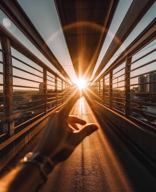 coucher de soleil sur le pont de brooklyn