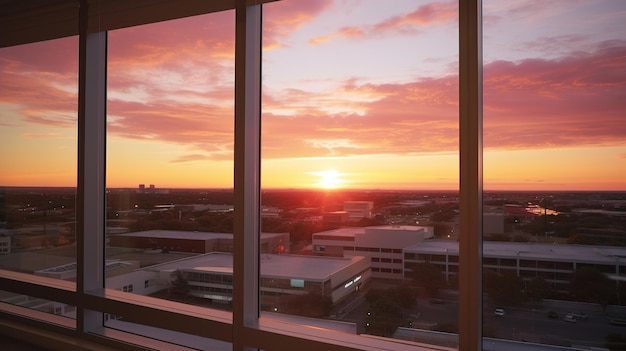 Le coucher de soleil près de la fenêtre Génératif Ai