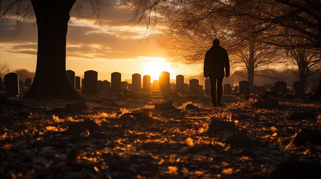 Photo le coucher de soleil projette de longues ombres sur les rangées de papier peint