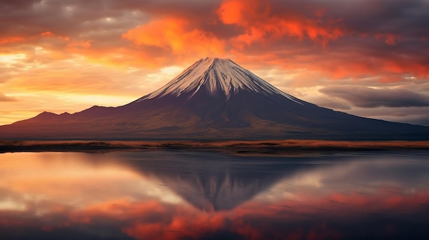 Coucher de soleil sur le puits de magma généré par l'IA