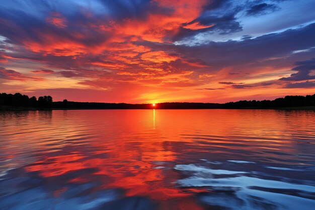 Le coucher de soleil sur la rivière